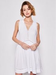 Seafolly Sukienka letnia Beach Basics 52931-DR Biały Regular Fit. Białe sukienki damskie Seafolly, na lato, xs, bez wzorów, z wiskozy, bez kołnierzyka, bez ramiączek. Za 299.99 zł.