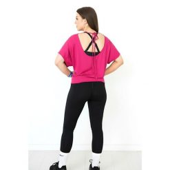 Bluzka damska do tańca i fitness z odkrytymi plecami Dancer malina 2skin. Czerwone bluzki damskie 2SkIN, bez wzorów, bez kołnierzyka, bez ramiączek. Za 129.00 zł.