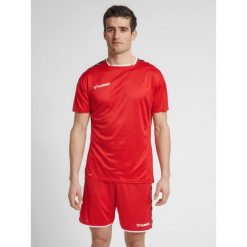 Koszulka sportowa Poliestrowa T-shirt Hummel Authentic Poly Jersey. Czerwone koszulki sportowe męskie Hummel, m, bez wzorów, z dresówki, bez kołnierzyka, bez ramiączek, na fitness i siłownię. Za 59.00 zł.