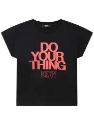 DKNY T-Shirt D35S88 D Czarny Regular Fit. Czarne t-shirty i topy dla dziewczynek DKNY, bez wzorów, z bawełny, bez ramiączek. Za 189.99 zł.