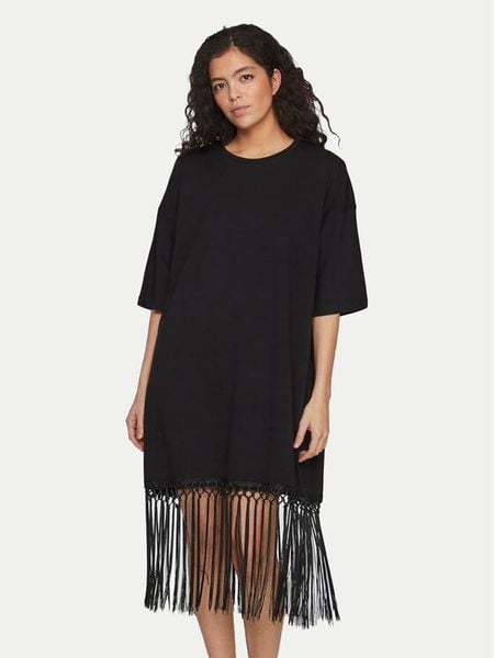 Vila Sukienka codzienna Kata 14101459 Czarny Oversize. Czarne sukienki damskie Vila, na co dzień, s, bez wzorów, z bawełny, bez kołnierzyka, bez ramiączek, oversize. Za 89.99 zł.