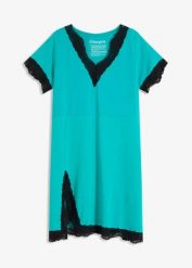 Krótka koszula nocna z delikatną koronką. Zielone koszule nocne damskie bonprix, bez wzorów, z bawełny, krótkie. Za 54.99 zł.