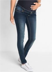 Dżinsy ciążowe, Skinny. Niebieskie jeansy damskie bonprix, moda ciążowa. Za 147.99 zł.