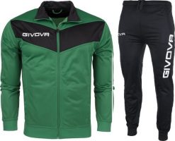 Givova Dres treningowy piłkarski komplet bluza spodnie Givova Tuta Visa Triacetato zielono-czarny TR018 1310 S. Czarne bluzy męskie Givova, m, bez wzorów, z dresówki, bez kaptura, do piłki nożnej. Za 123.18 zł.