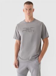 4F T-shirt oversize męski 4F x Robert Lewandowski - szary S. Szare t-shirty męskie 4f, m, bez wzorów, z bawełny, klasyczne, bez kołnierzyka. W wyprzedaży za 59.99 zł.