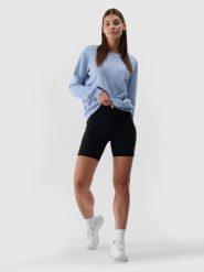 4F Legginsy krótkie damskie - czarne L. Czarne legginsy damskie 4f, l, bez wzorów, z dzianiny, z podwyższonym stanem, krótkie. Za 79.99 zł.