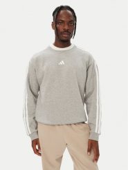 Adidas Bluza Essentials 3-Stripes Fleece KY4158 Szary Regular Fit. Szare bluzy męskie Adidas, m, bez wzorów, z bawełny, bez kaptura. Za 208.99 zł.