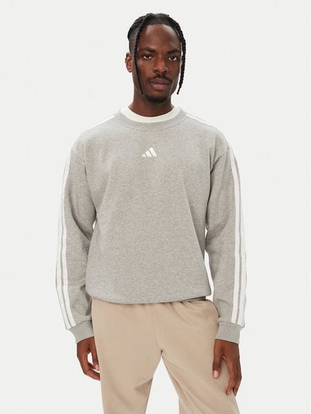 Adidas Bluza Essentials 3-Stripes Fleece KY4158 Szary Regular Fit. Szare bluzy męskie Adidas, m, bez wzorów, bez kaptura. Za 219.99 zł.