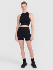 4F Legginsy krótkie bezszwowe treningowe damskie - czarne XS/S. Czarne legginsy damskie 4f, s, bez wzorów, z dzianiny, z podwyższonym stanem, krótkie, na fitness i siłownię. W wyprzedaży za 59.99 zł.