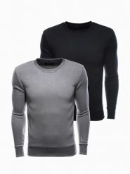 Zestaw bluz bawełnianych bez kaptura 2-pak - mix V2. Szare bluzy męskie Ombre Clothing, m, bez wzorów, z bawełny, bez kaptura. W wyprzedaży za 99.99 zł.