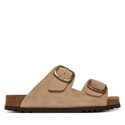 Klapki Scholl. Brązowe klapki damskie Scholl, bez wzorów, bez obcasa. Za 379.99 zł.