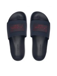 Tommy Hilfiger Klapki Patch Pool Slide FM0FM06008 Granatowy. Niebieskie klapki męskie Tommy Hilfiger, ze skóry. Za 189.99 zł.