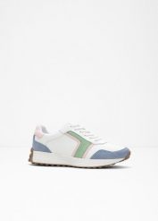 Sneakersy z profilowaną podeszwą. Białe obuwie sportowe damskie bonprix, bez wzorów. Za 119.99 zł.