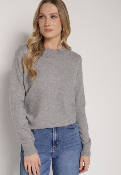 Szary Casualowy Sweter z Wełną i Bawełną Nedalla. Szare swetry damskie Born2be, bez wzorów, z bawełny, biznesowe, bez kołnierzyka, bez ramiączek, długie, bez kaptura. Za 59.99 zł.