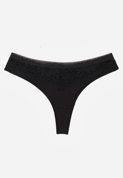 Czarne Majtki Stringi z Bawełną Ozdobione Koronką Thelanthe. Czarne stringi damskie Born2be, l, bez wzorów, z bawełny. Za 4.99 zł.