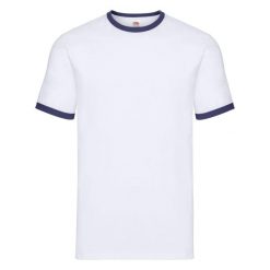 Męska Koszulka Ringer 160. Białe koszulki sportowe męskie Fruit of the Loom, m, bez wzorów, bez kołnierzyka, bez ramiączek, trekkingowe. Za 48.99 zł.