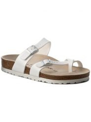 Birkenstock Japonki Mayari 0071051 Biały. Białe klapki damskie Birkenstock, bez wzorów, ze skóry, bez obcasa. Za 249.99 zł.
