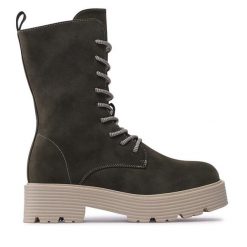 Trzewiki Jenny Fairy. Zielone botki damskie Jenny Fairy, bez obcasa, na płaskiej podeszwie, bez zapięcia. Za 199.99 zł.