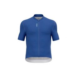 Koszulka z krótkim rękawem kolarska. Niebieskie buty sportowe męskie Odlo, bez zapięcia, rowerowe. Za 554.95 zł.
