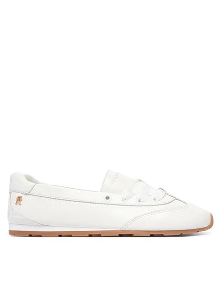 Tommy Hilfiger Baleriny Bella Ballet Sneaker FW0FW09449 Biały. Białe baleriny damskie Tommy Hilfiger, bez wzorów, ze skóry, bez obcasa. Za 449.99 zł.