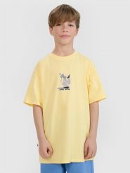 4F T-shirt oversize z nadrukiem chłopięcy - żółty 164 (13-14 lat). Żółte t-shirty dla chłopców 4f, bez wzorów, z bawełny, bez ramiączek. W wyprzedaży za 29.99 zł.