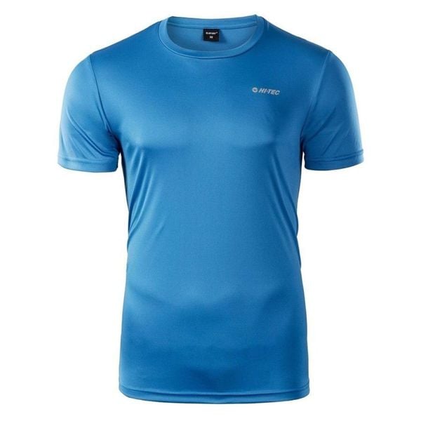 Koszulka męska Hi-Tec Sibic - niebieska, Rozmiar L. Niebieskie buty sportowe męskie Hi-tec, z dzianiny, bez zapięcia. Za 36.99 zł.
