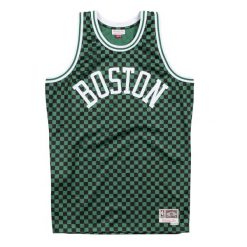 Jersey Boston Celtics checked b&r. Czarne koszulki sportowe męskie Mitchell & Ness, bez wzorów, z jersey, bez kołnierzyka, bez ramiączek, do koszykówki. Za 577.00 zł.