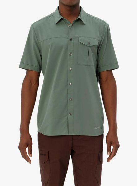 Koszula turystyczna męska Vaude Rosemoor Shirt II. Zielone koszule męskie Vaude, l, bez wzorów, z poliesteru, bez kołnierzyka, bez ramiączek. Za 235.39 zł.