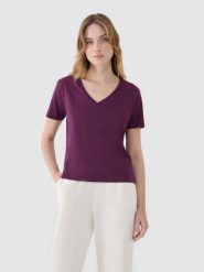 4F T-shirt oversize z modalem damski - fioletowy S. Fioletowe koszulki sportowe damskie 4f, s, bez wzorów, z bawełny, klasyczne, bez kołnierzyka. W wyprzedaży za 39.99 zł.