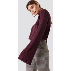 NA-KD Krótki sweter z dzianiny z długim rękawem - Purple. Fioletowe swetry damskie NA-KD, z dzianiny. Za 121.95 zł.