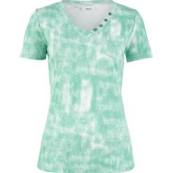 Shirt z krótkim rękawem i efektem wytarcia bonprix zielony szałwiowy "used". Bluzki damskie bonprix. Za 44.99 zł.