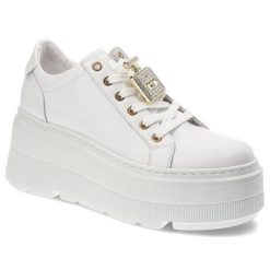 Białe Modne Sneakersy Chebello Damskie Obuwie Na Platformie. Białe półbuty damskie CheBello, bez wzorów, biznesowe, bez obcasa, na platformie, bez zapięcia. Za 459.00 zł.