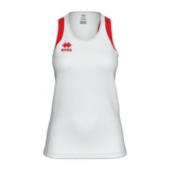 Damski tank top Errea Starter. Białe koszulki sportowe damskie ERREA, bez wzorów, bez kołnierzyka, bez ramiączek, do biegania. Za 237.00 zł.
