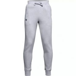 Spodnie dresowe chłopięce Under Armour RIVAL COTTON PANTS. Szare spodnie sportowe dla chłopców Under Armour, bez wzorów, z dresówki, sportowe, trekkingowe. Za 79.99 zł.