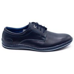 Lukas Skórzane buty męskie 295LU granatowe niebieskie. Niebieskie półbuty na co dzień męskie na jesień, z jeansu, biznesowe, bez zapięcia. Za 367.89 zł.