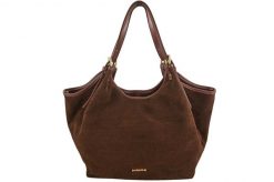 Duża torebka shopper zamszowa - Brązowa. Brązowe torebki shopper damskie Barberinis, bez wzorów, z jeansu, biznesowe, na ramię, duże, zamszowe, bez dodatków. Za 329.99 zł.