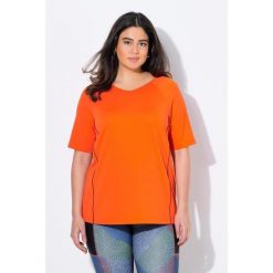 Damskie T-shirt ochrona UV 50+ dekolt w serek rękaw 1/2. Czerwone koszulki sportowe damskie Ulla Popken, plus size, bez wzorów, z elastanu, bez kołnierzyka, bez ramiączek. Za 179.99 zł.