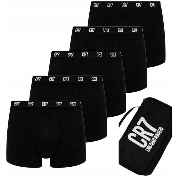 Bokserki dla mężczyzn CR7 5-pak Cristiano Ronaldo 8123. Czarne bokserki męskie CR7 Cristiano Ronaldo, m, bez wzorów. W wyprzedaży za 129.99 zł.