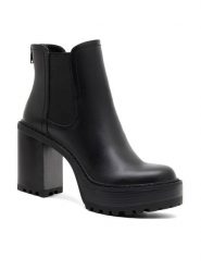 Nine West Botki SAILA 13151A Czarny. Czarne botki damskie Nine West, z materiału, bez obcasa, na słupku, bez zapięcia. Za 209.99 zł.