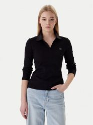 Calvin Klein Bluzka Ls Woven Label LV047E203G Czarny Slim Fit. Czarne bluzki damskie Calvin Klein, l, bez wzorów, z bawełny, bez kołnierzyka, bez ramiączek. Za 249.99 zł.