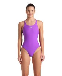 Strój kąpielowy damski Arena Dynamo One Piece. Fioletowe kostiumy jednoczęściowe damskie Arena, bez wzorów, z materiału, do pływania. Za 149.99 zł.