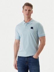 KARL LAGERFELD Polo 745015 562231 Błękitny Regular Fit. Niebieskie koszulki polo męskie KARL LAGERFELD, m, bez wzorów, z bawełny, bez ramiączek. Za 459.99 zł.