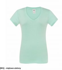JHK - Bluzka damska typu V-Neck miętowo-zielony L. Zielone bluzki damskie JHK, l, bez wzorów, bez kołnierzyka, bez ramiączek. Za 15.81 zł.