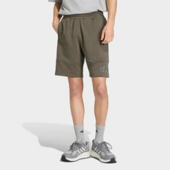 Spodenki fitness męskie ADIDAS. Zielone krótkie spodenki sportowe męskie Adidas, l, bez wzorów, z materiału, na fitness i siłownię. Za 119.99 zł.