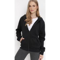 Czarna Bluza z Kapturem Zapinana na Suwak Bran. Czarne bluzy damskie Born2be, l, bez wzorów, z materiału, z kapturem. Za 44.99 zł.