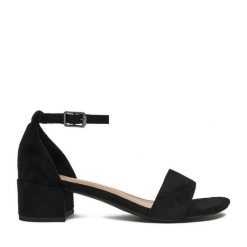 Sandały JENNY. Czarne sandały damskie Jenny, bez wzorów, bez obcasa, na słupku, bez zapięcia. Za 119.99 zł.