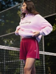 4F Bluza dresowa loose z kapturem damska - różowa M. Czerwone bluzy damskie 4f, m, bez wzorów, z bawełny, z kapturem, tenisowe. Za 169.99 zł.