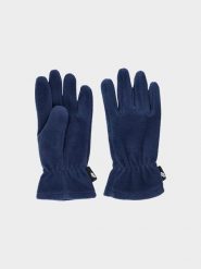 4F Rękawiczki polarowe dziecięce - granatowe S/M. Niebieskie buty zimowe chłopięce 4f, bez wzorów, z polaru. W wyprzedaży za 29.99 zł.
