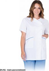 R.E.I.S. NONA-J - bluza damska z krótkim rękawem , 65% poliester, 35% bawełna, 175 g/m, zapinana na guziki - biało-jasnoniebieski L. Białe bluzy damskie R.E.I.S., l, bez wzorów, z bawełny, bez kaptura. Za 63.08 zł.