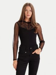 Morgan Bluzka 252-TGLOW Czarny Regular Fit. Czarne bluzki damskie Morgan, xl, bez wzorów, z wiskozy, bez kołnierzyka, bez ramiączek. Za 189.99 zł.